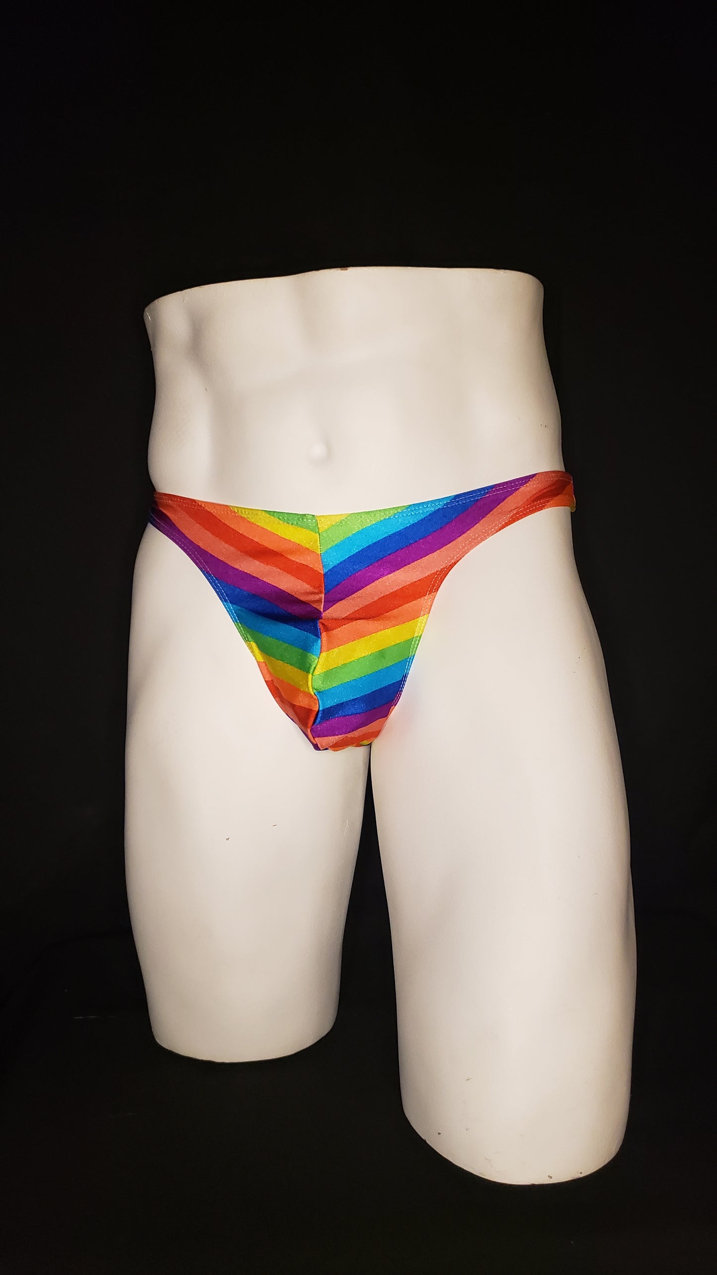 Mens swimwear thong rainbow