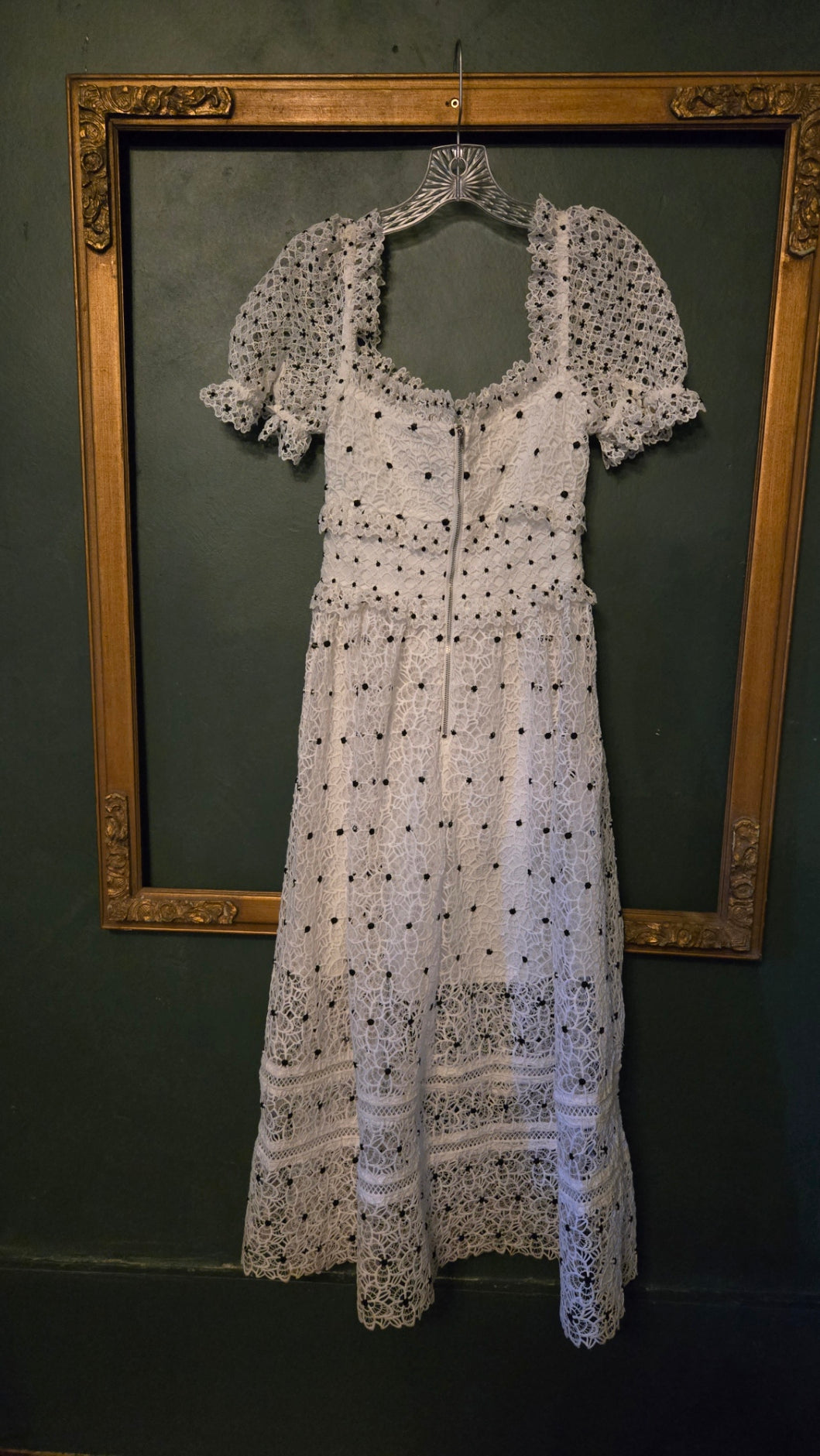 Vintage Embroidered Lace Ruffle Dress