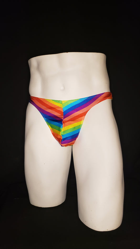 Mens swimwear thong rainbow