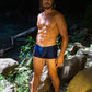 Navy Blue Square-cut Euro-style Men's FItted Swim Trunks