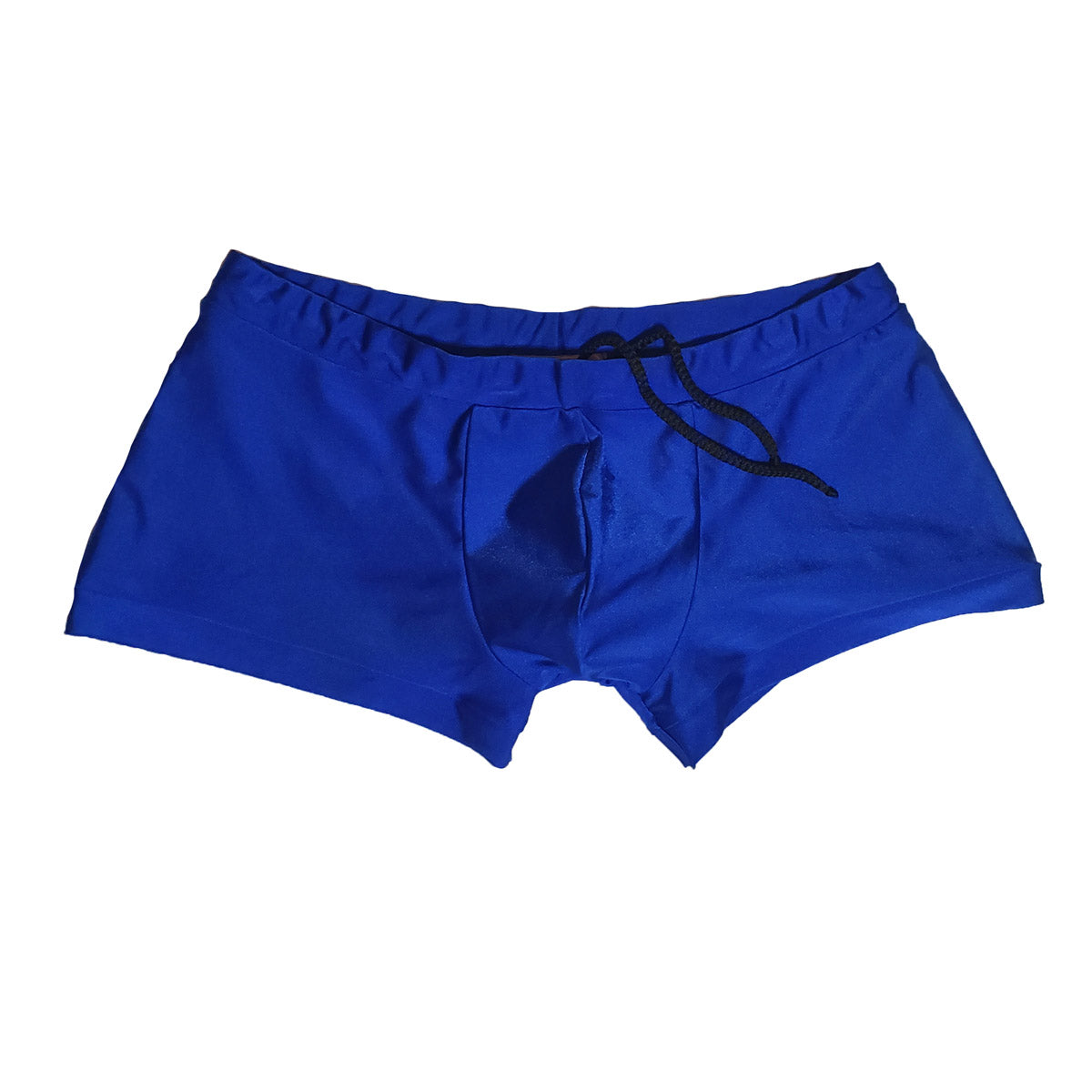 Blue Square-cut Men's FItted Swim Trunks