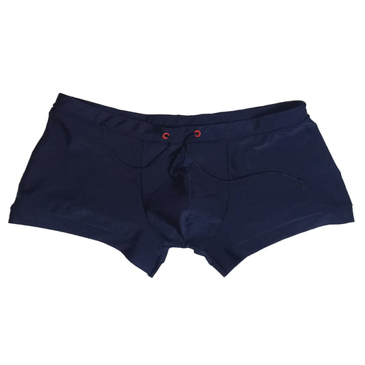 Navy Blue Square-cut Euro-style Men's FItted Swim Trunks