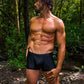 Black Square-cut Euro-style Men's FItted Swim Trunks